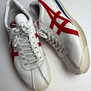 Onitsuka Tiger Asics Men’s Tennis Shoes White Red Lace Up Size 11